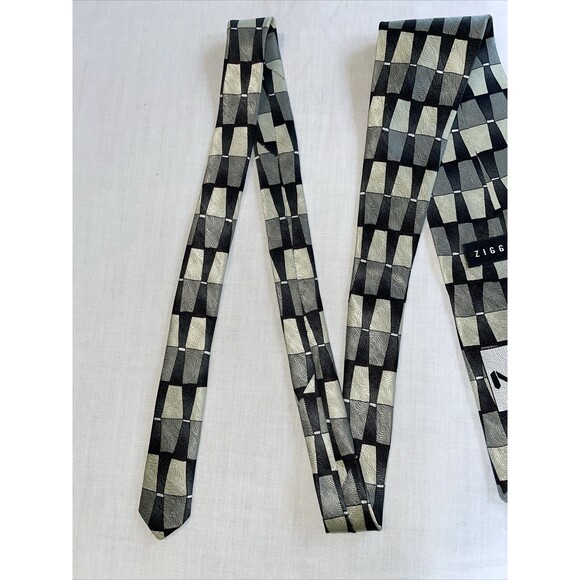 Ziggurat Dress Tie Mens Size 57" Multicolor Geometric 100% Silk Designer USA - Picture 10 of 12